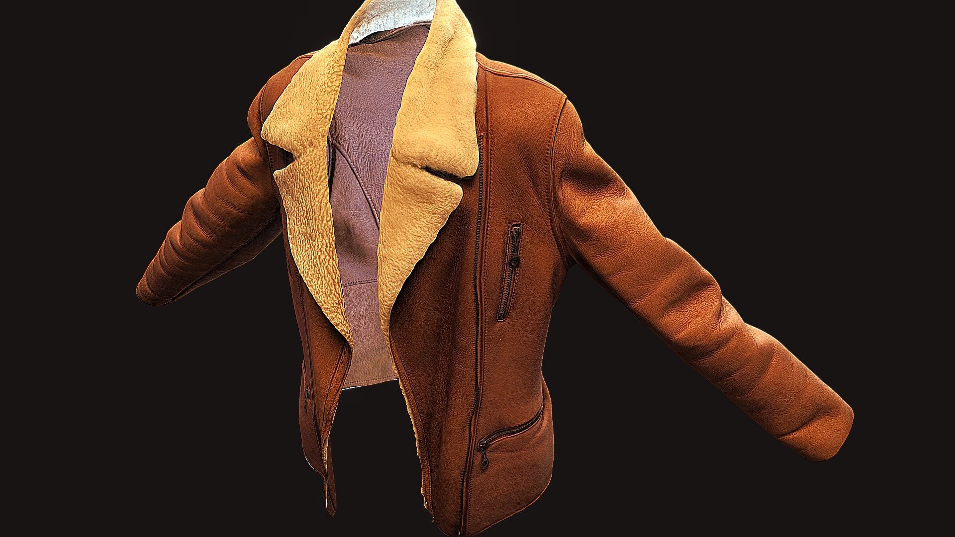 Brown leather jacket 01 ( 3D Scanned ) 3d model