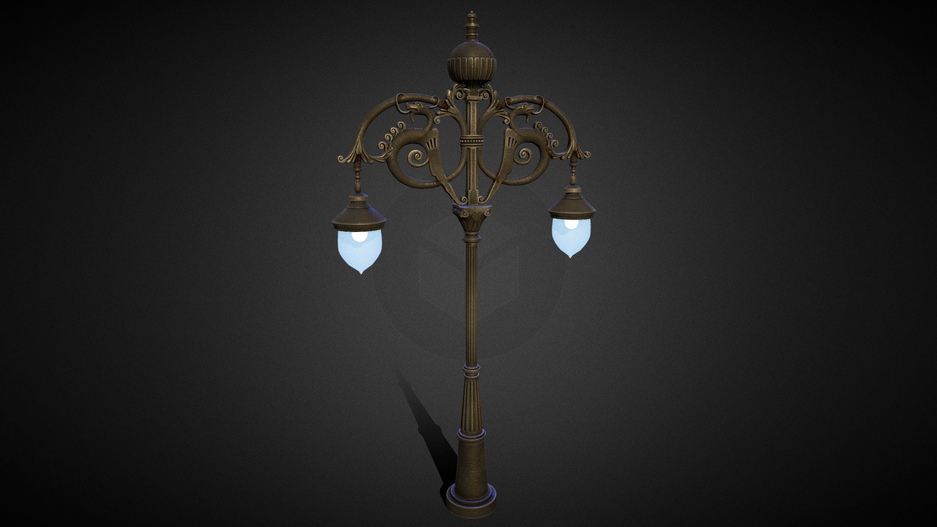 Lamp Street Broke003a 3d model