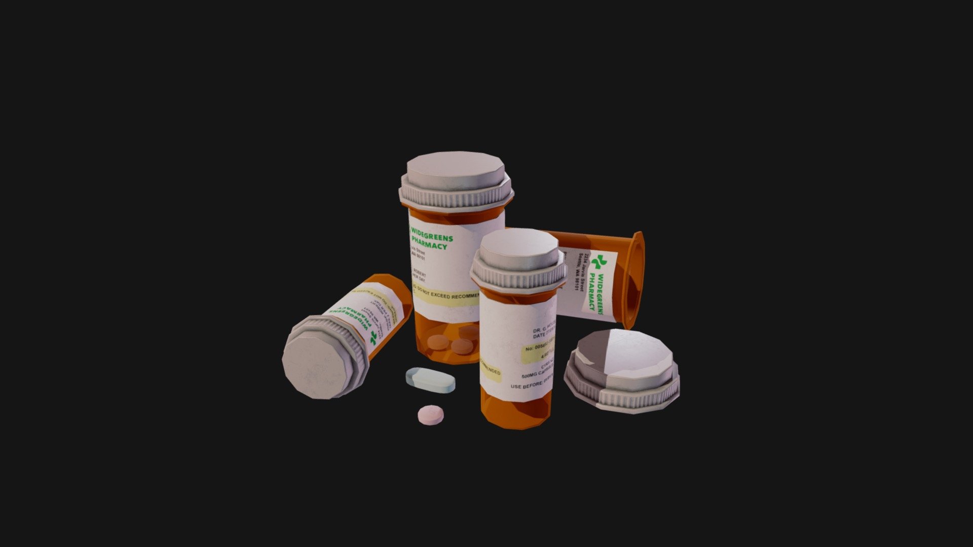 Pill Bottles 3d model