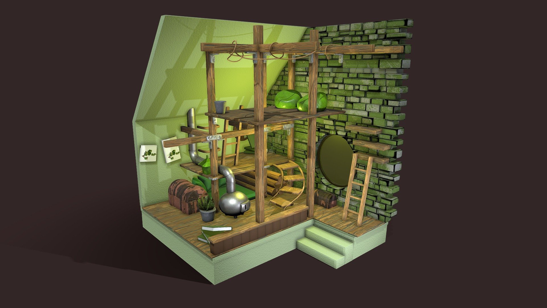 Cartoon Room 3d model