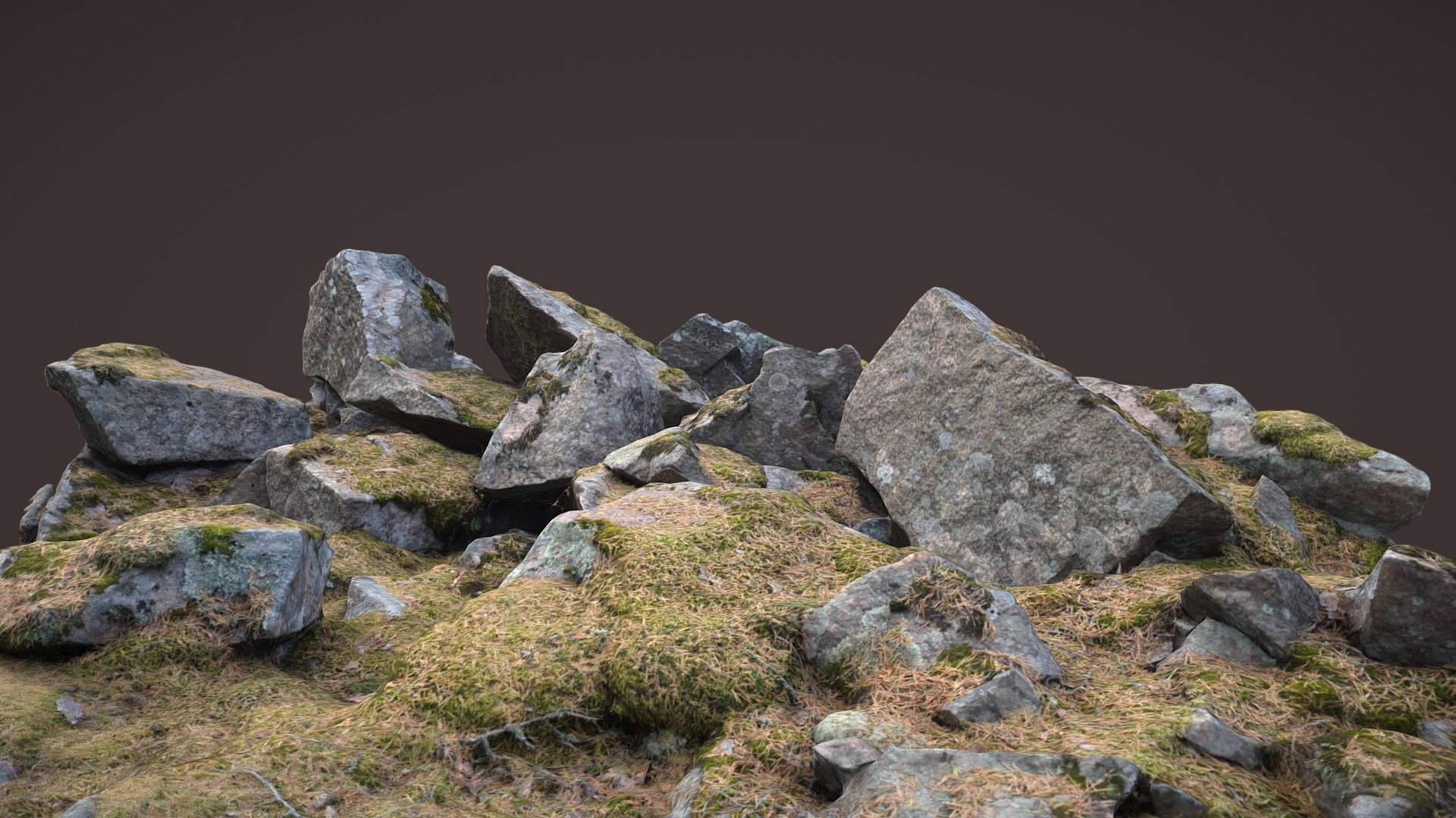 Moss covered rock pile 3d model