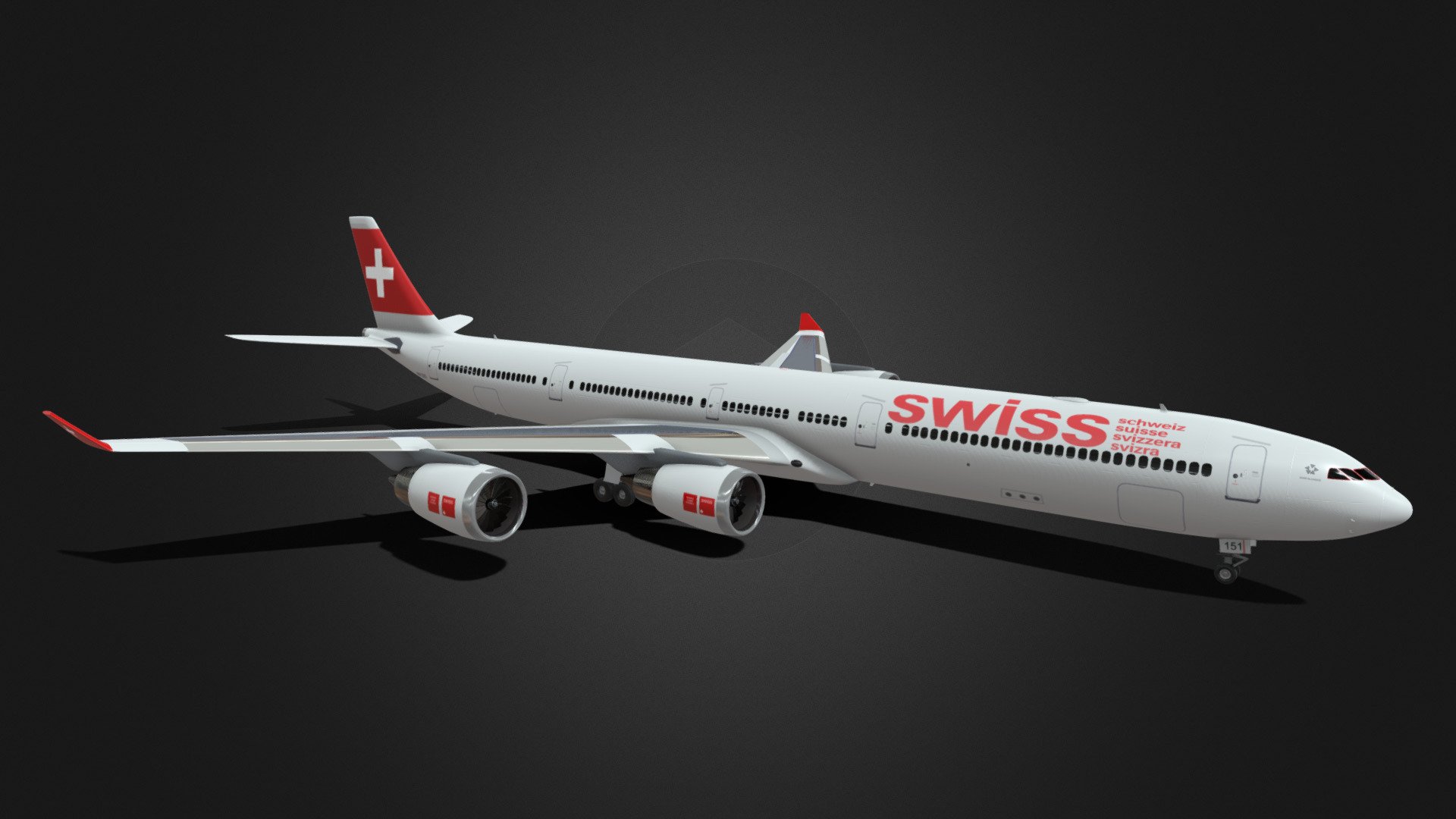 Airbus A340 Swiss Air 3d model