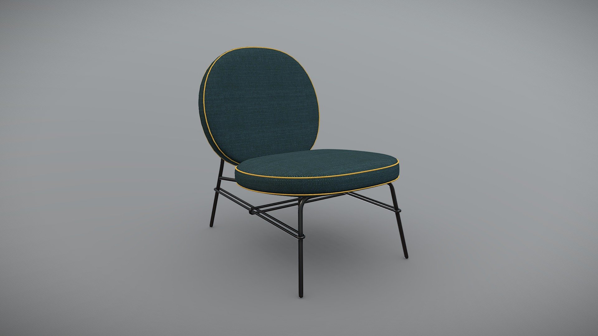 Stylized Modern Metallic Legged Armchair 3d model