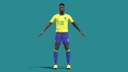 3D Rigged Vinicius Brazil Worldcup 2022