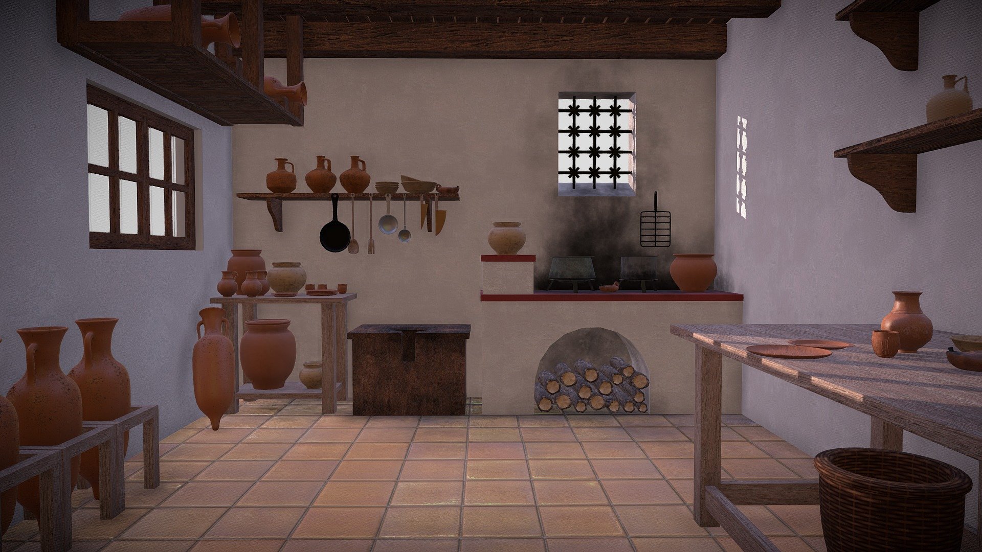 Cocina romana grande 3d model