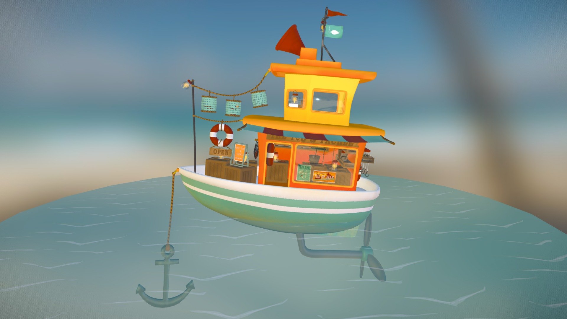 Stylised Fishing Shop 3d model