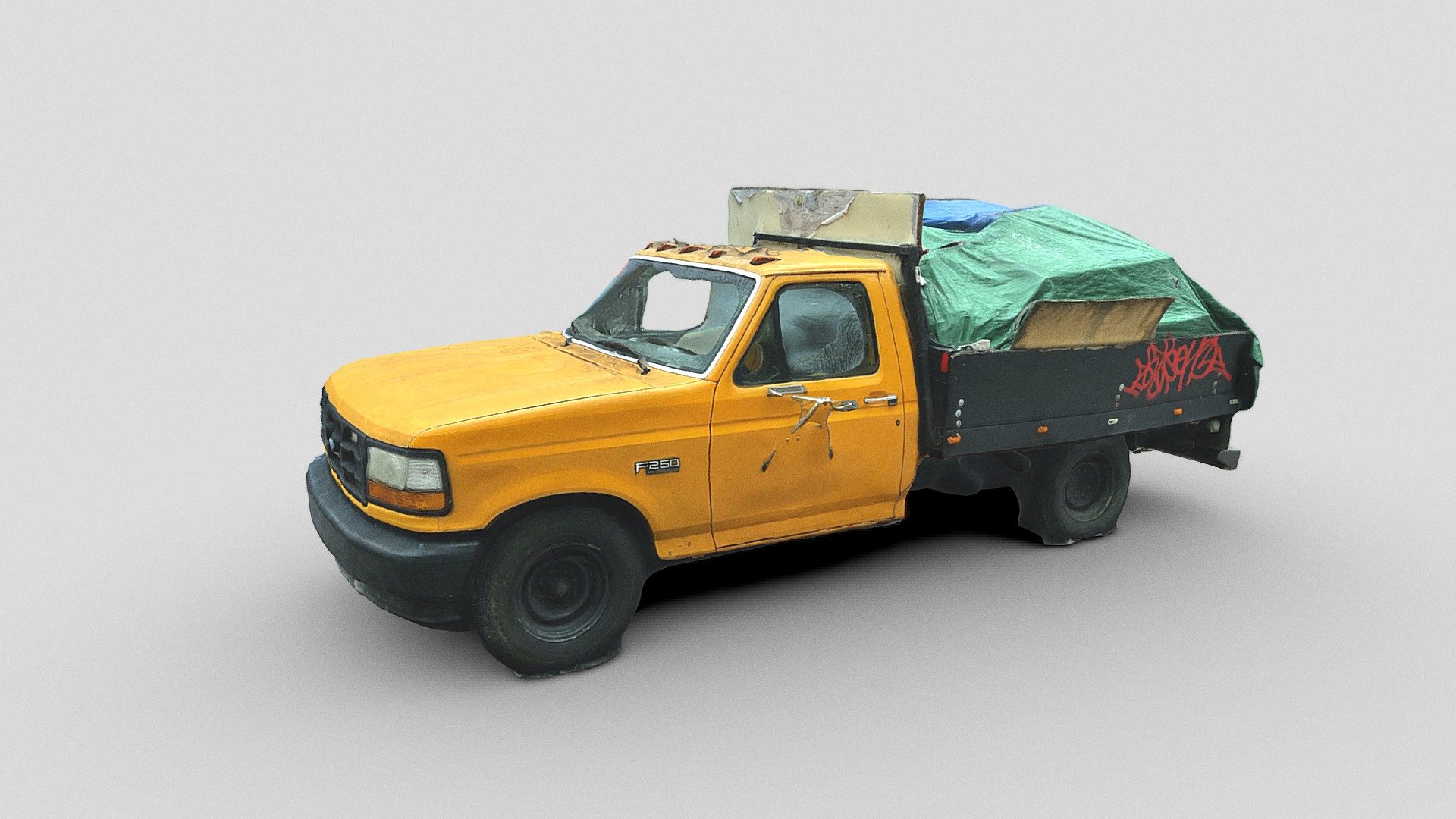 Yellow truck F250 XL 3d model