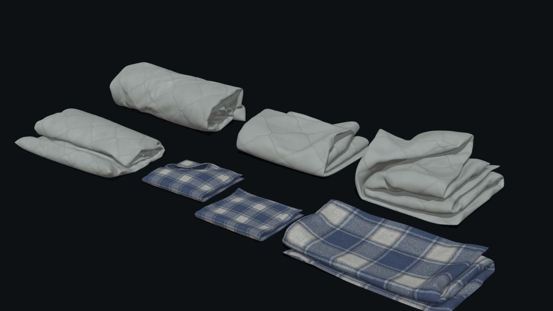 Towels and Blankets (Subdiv-ready) 3d model