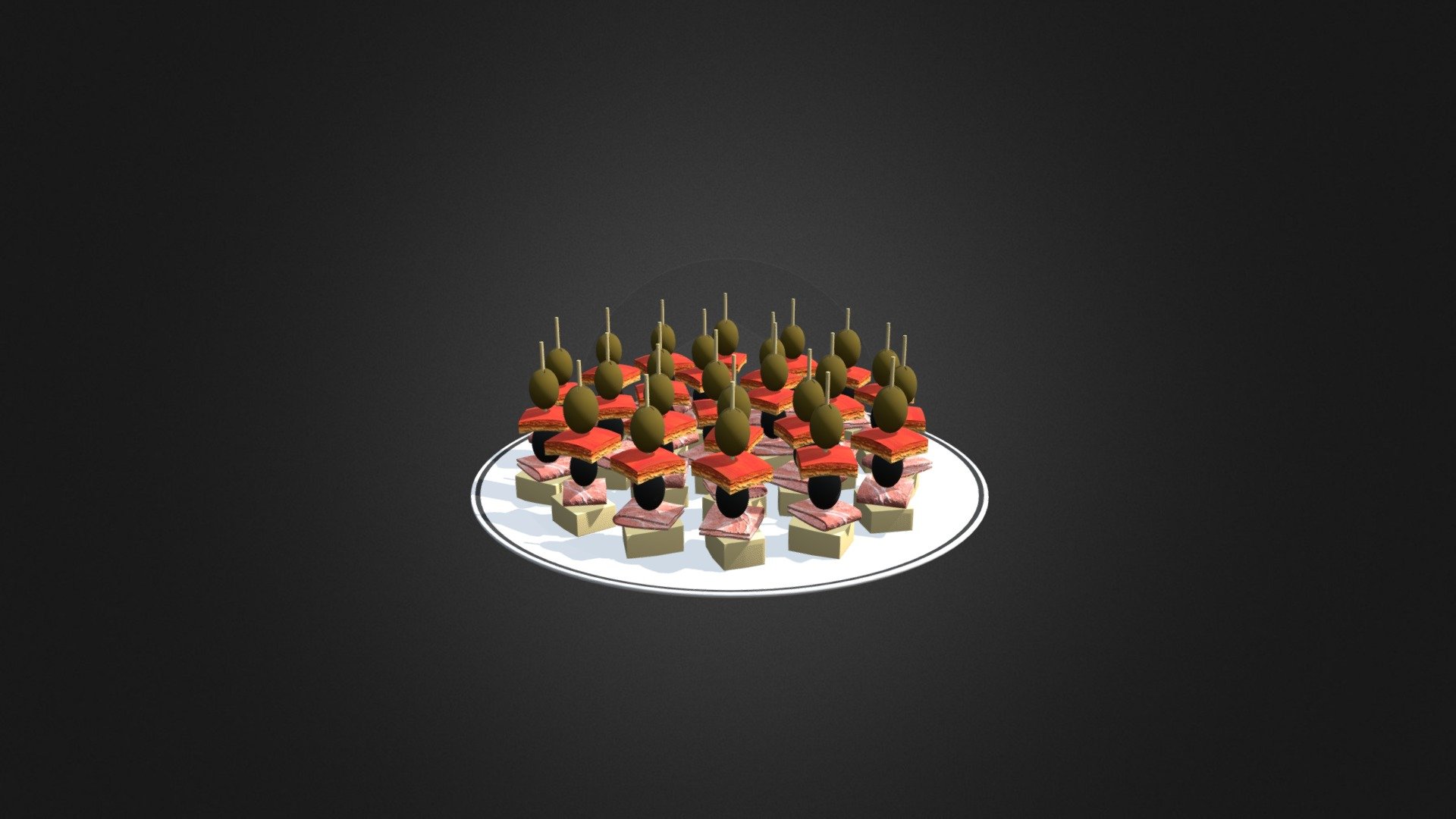 Appetizers On Cocktail Sticks 3d model