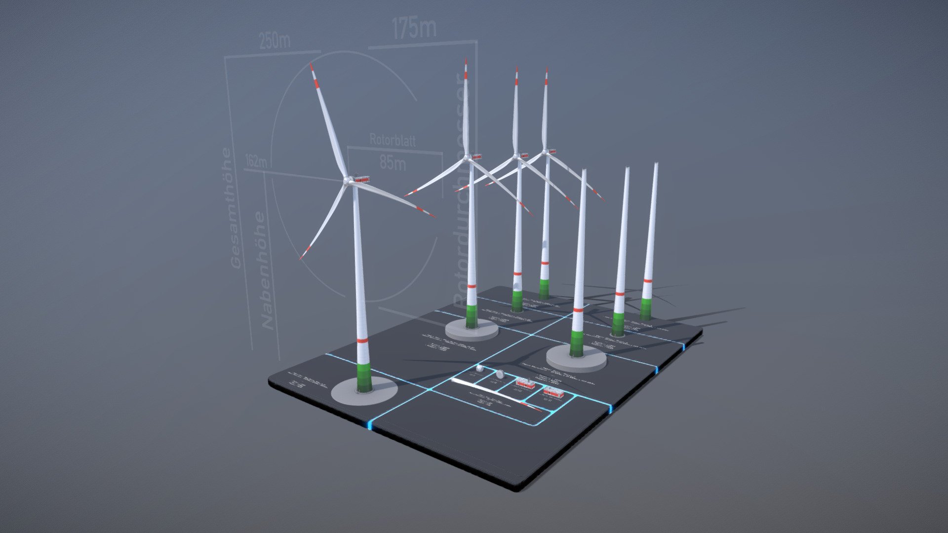 Wind Turbine 250m 3d model