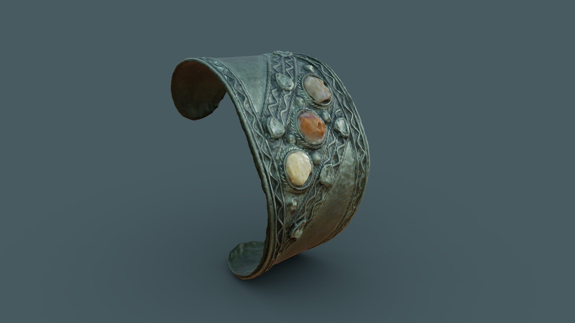 Inset stone bangle bracelet 3d model