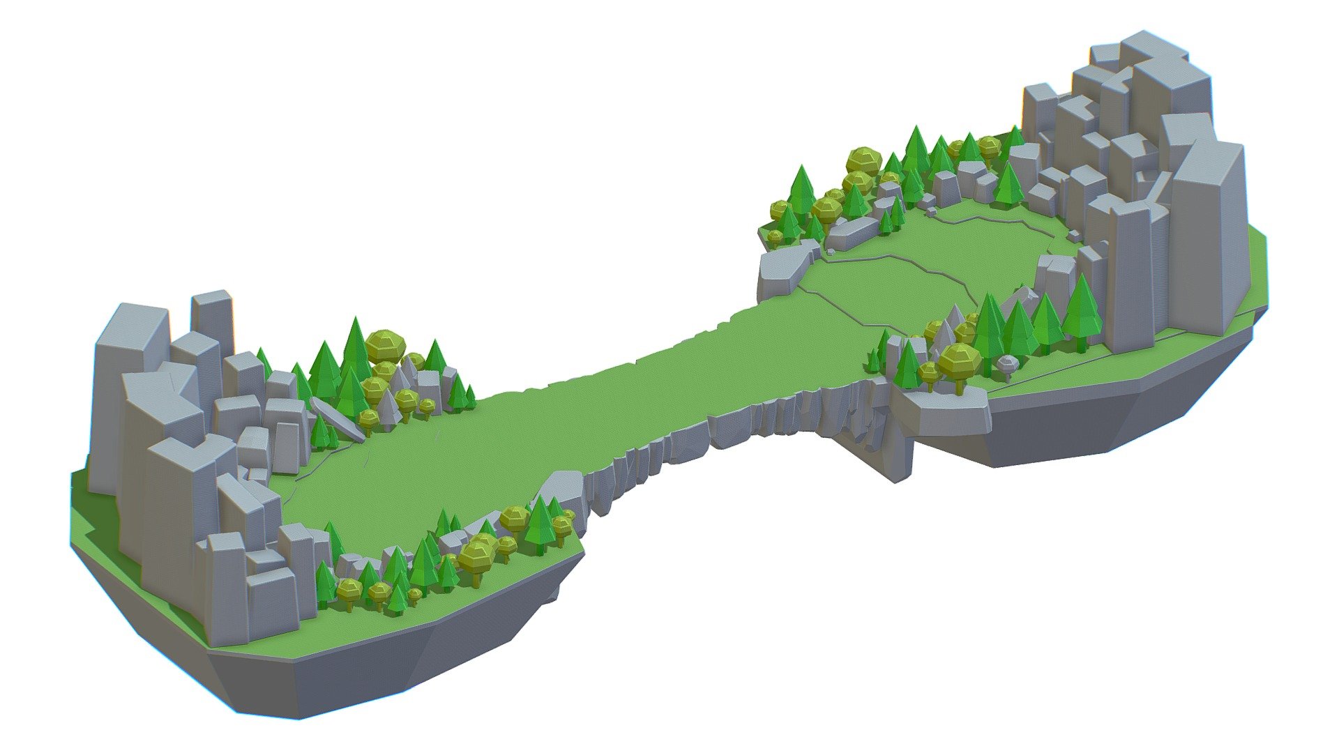 Isometrical Level Island and Bridge Area 3d model