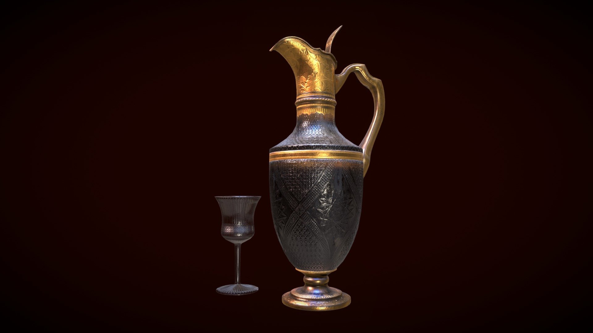 Victorian Jug and Wineglass 3d model