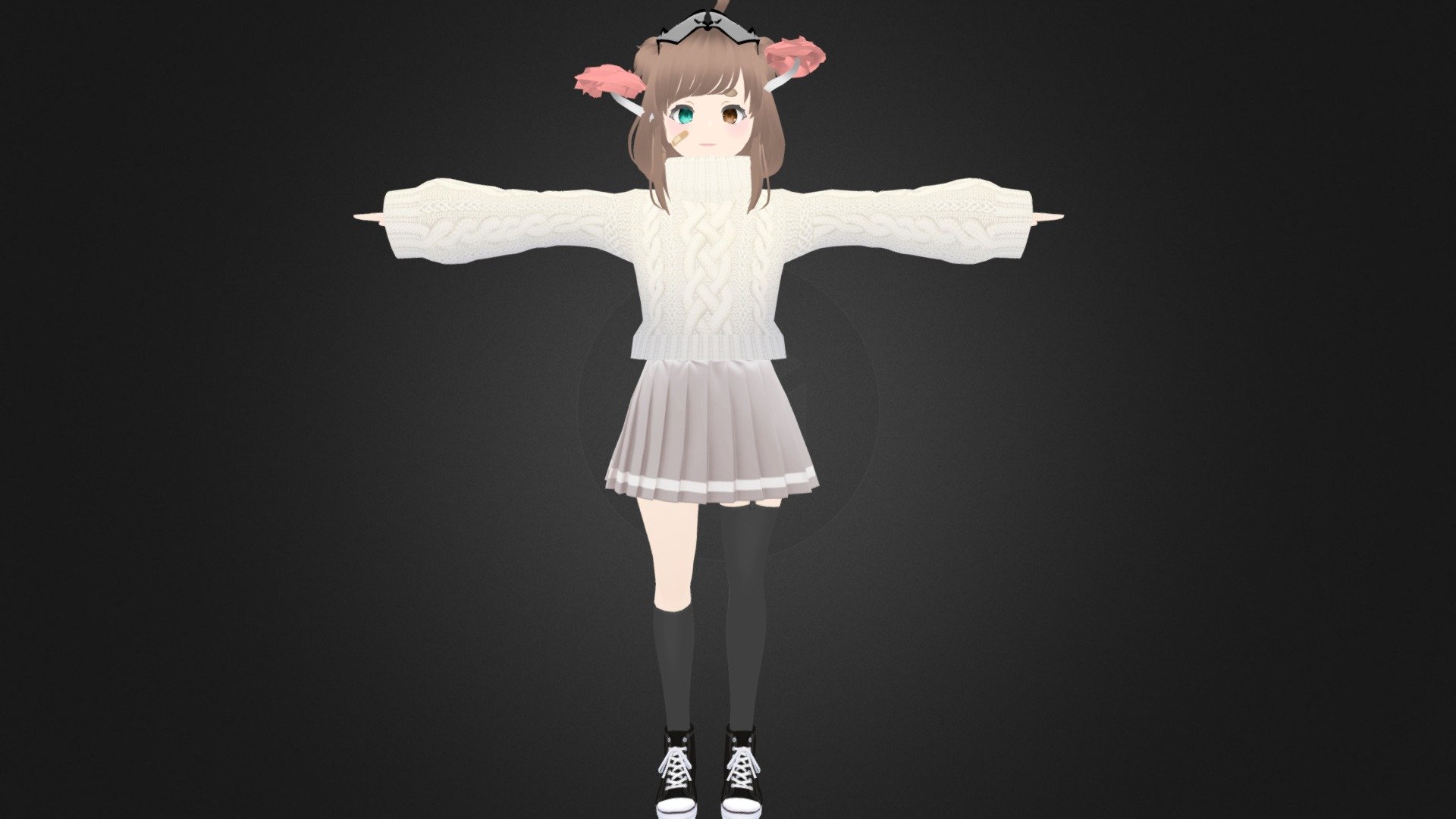 3D Anime Character girl for Blender 9 3d model