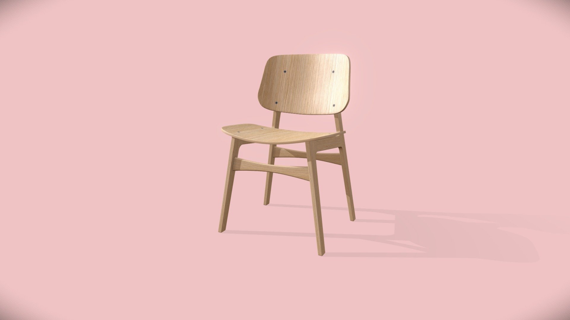 High-poly Modern Wood Chair 3d model