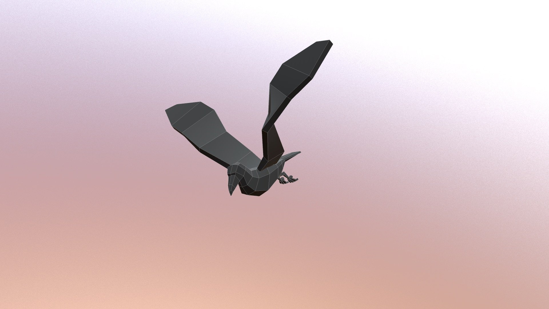 Low poly Crow- Fly cycle 3d model