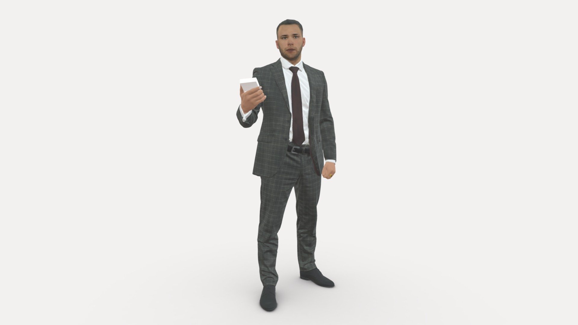 001056 businessman in dark gray suit money i 3d model