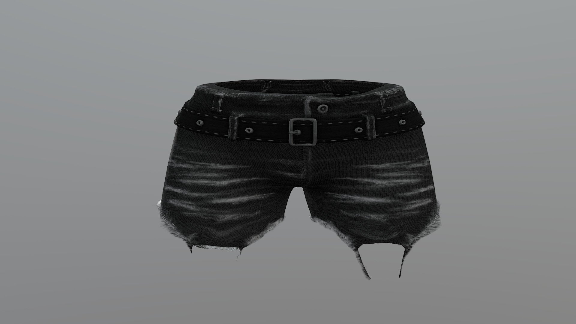 Female Torn Legs Mini Black Denim Shorts 3d model