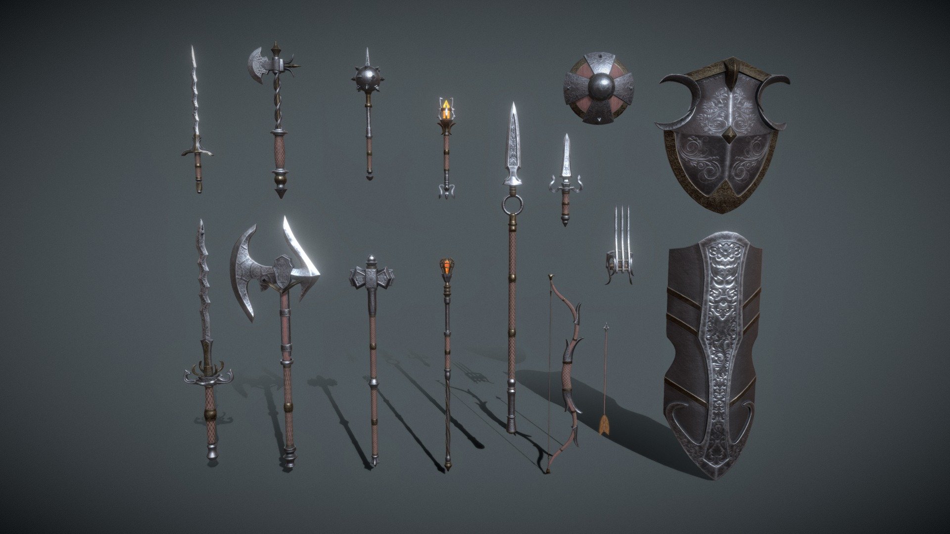 Steel Weapons Fantasy Set 3d model