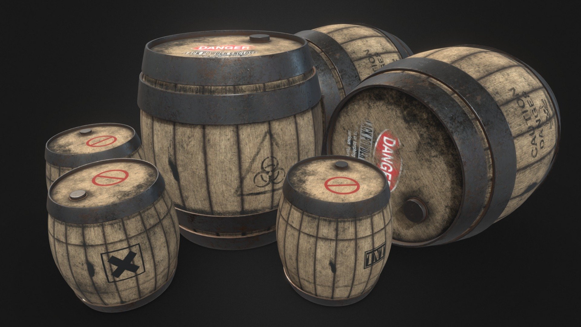 Barrels GunPowder TNT 3d model