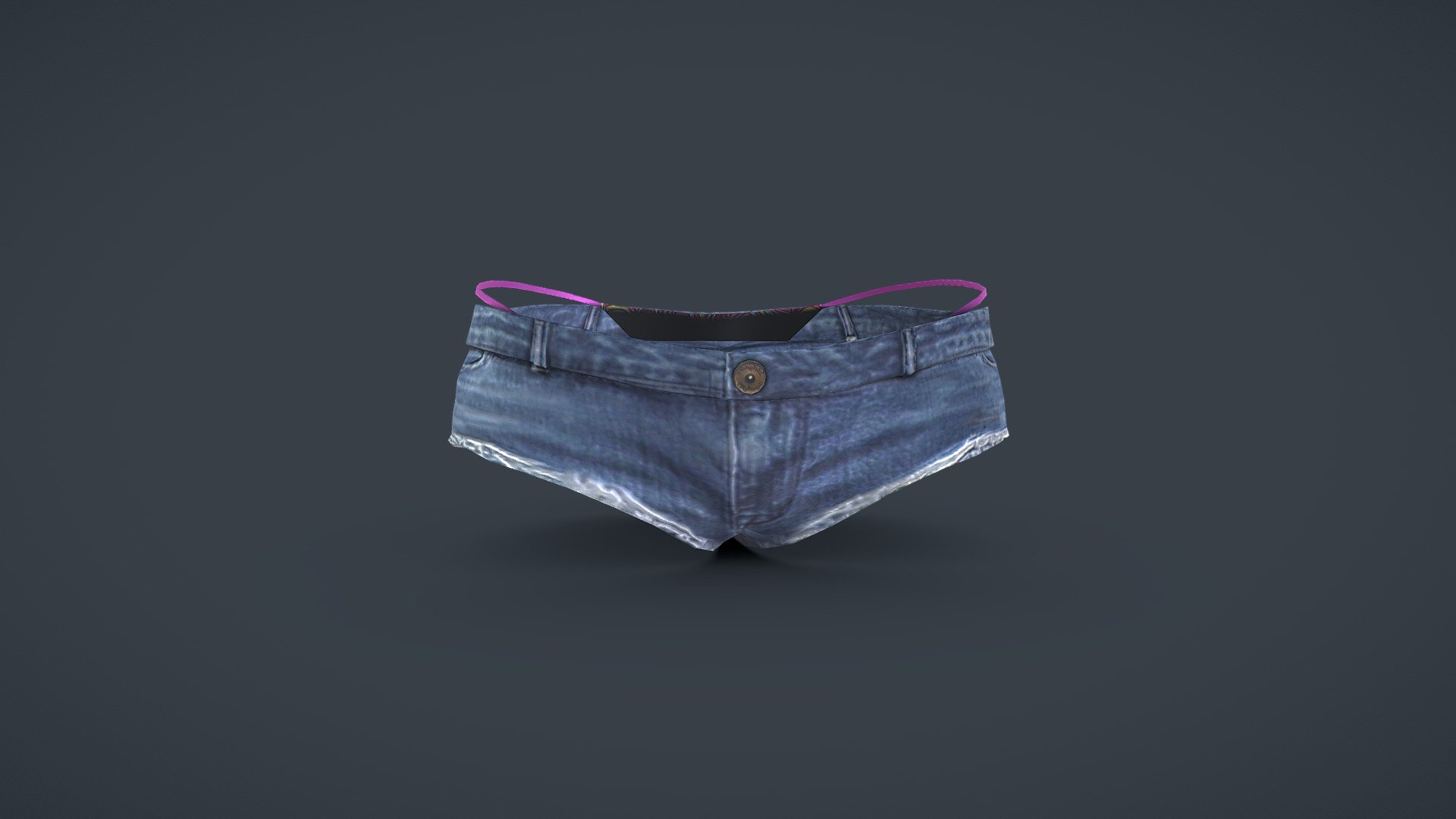 Bikini Over Female Mini Denim Shorts 3d model