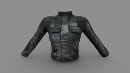 Female Closed Front Black Leather Crop Jacket