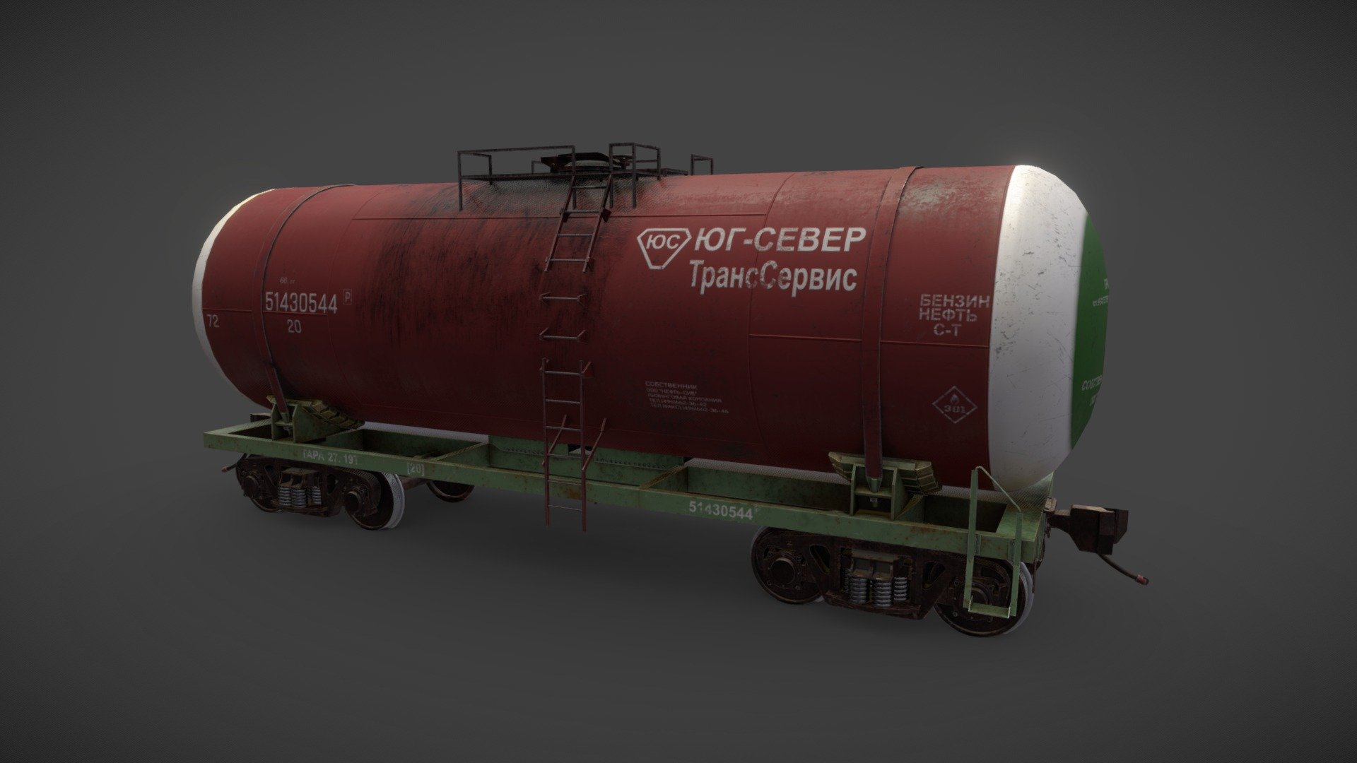 Old Russian Tank Wagon Low-poly 3D model 3d model