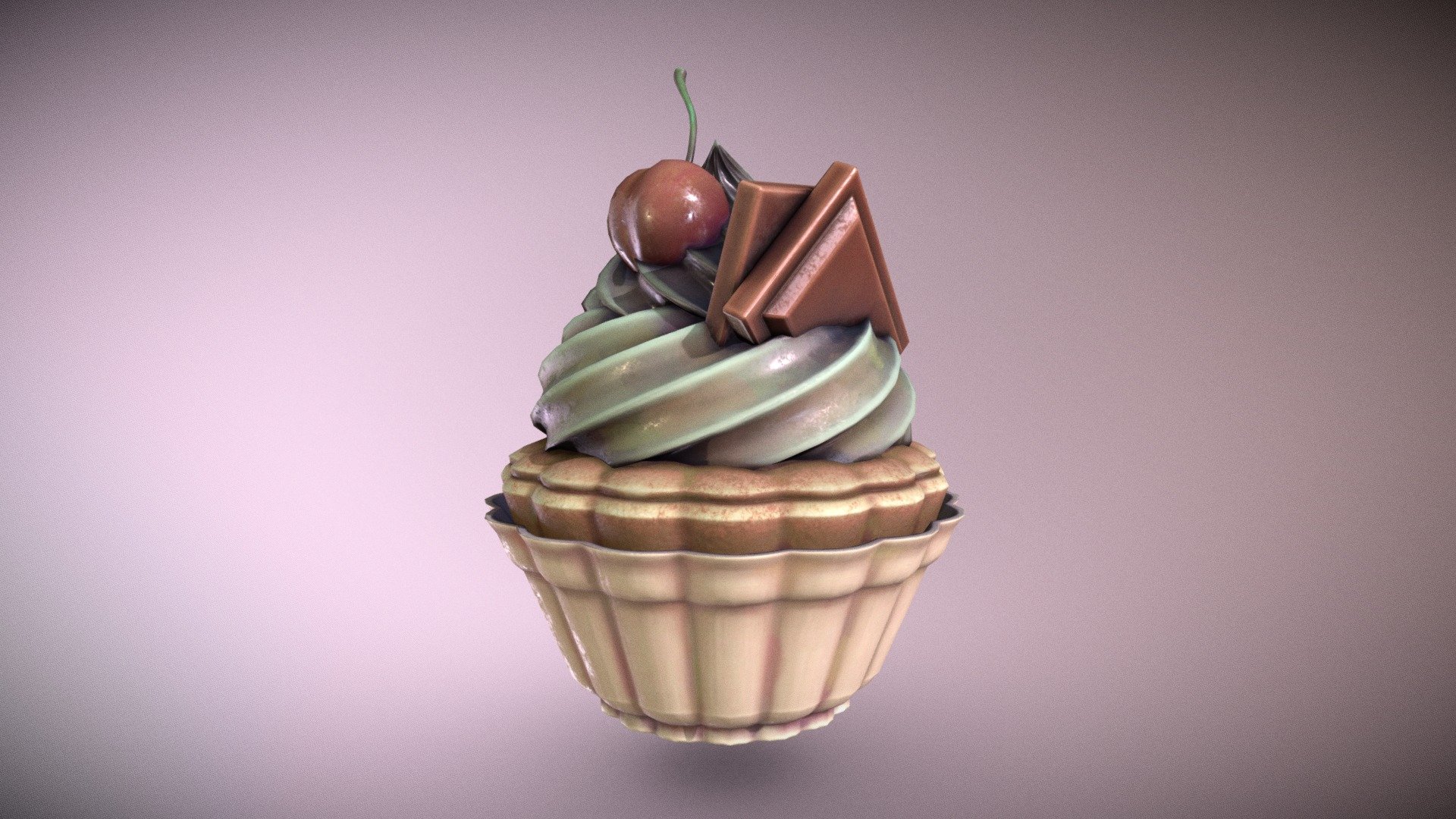 Late Birthday Cupcake 3d model