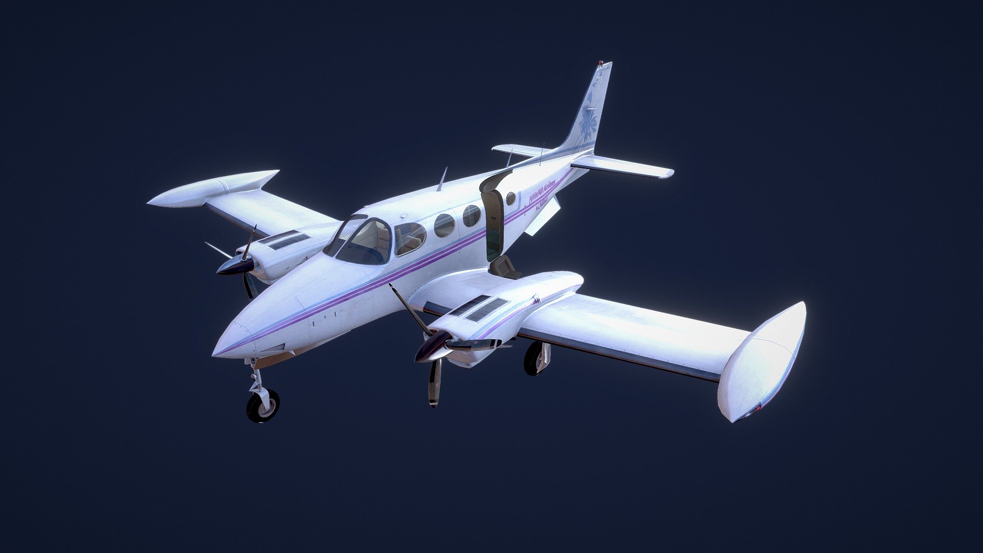 Cessna 340 Landed 3d model