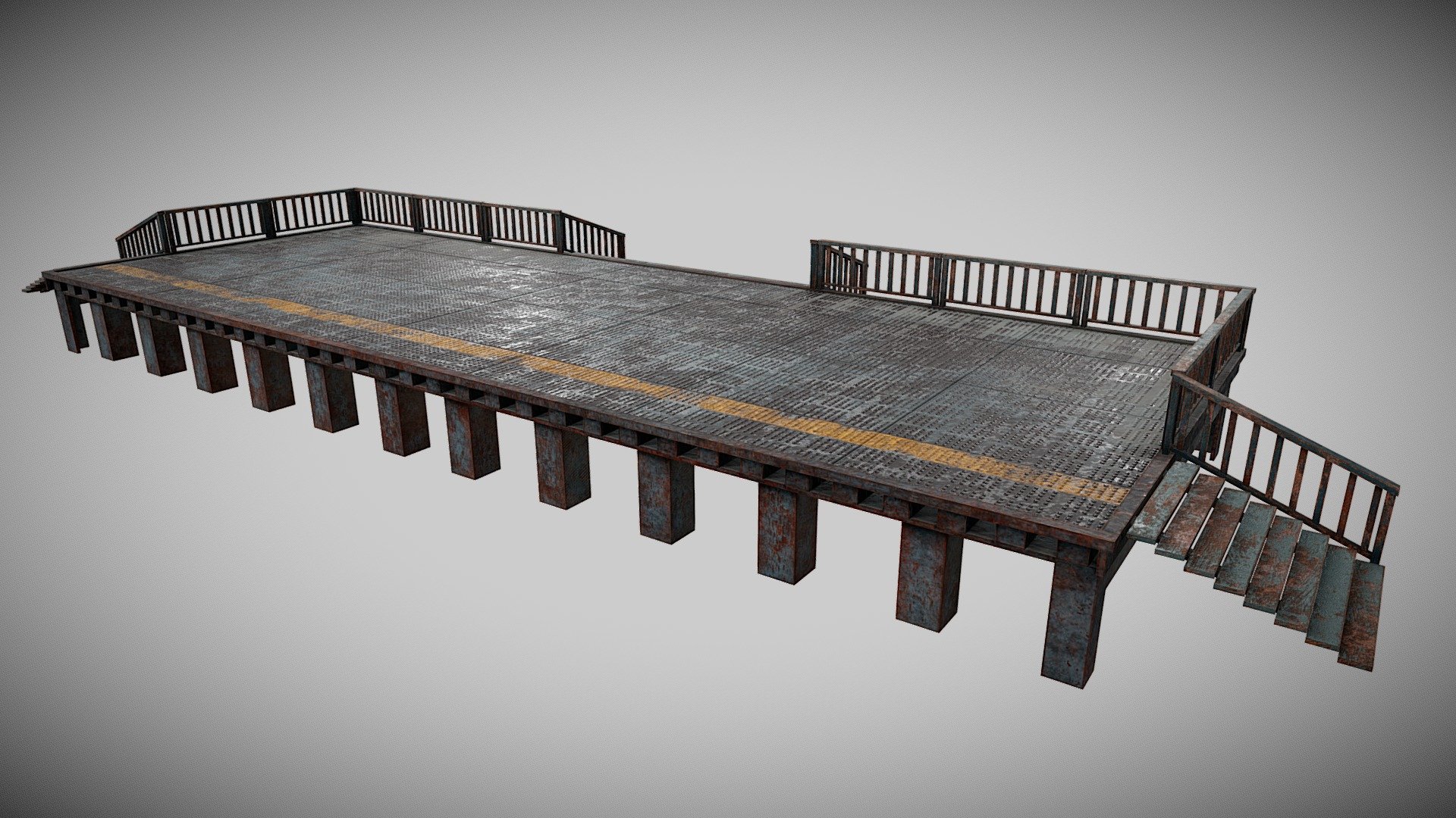 Iron railway platforms 3d model