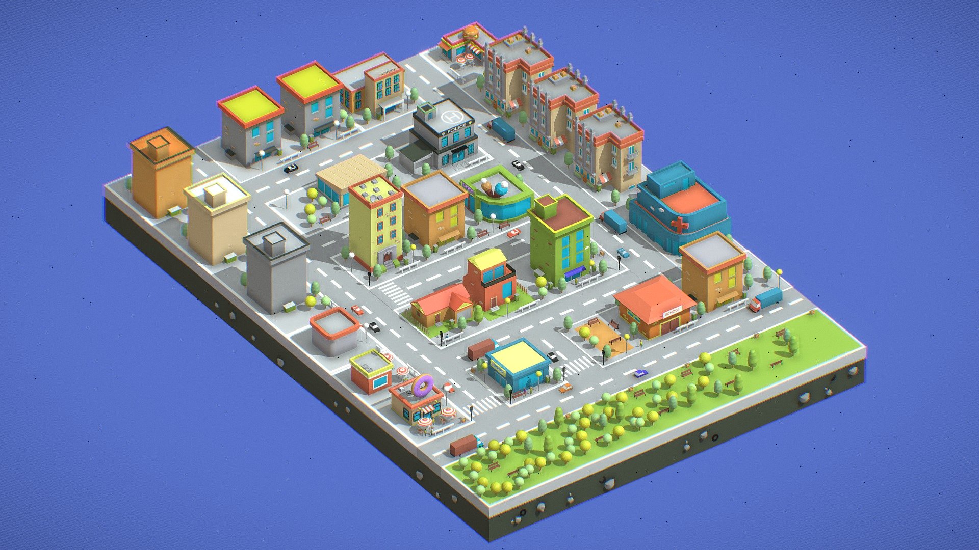 PolyTown: Low-Poly City Pack 3d model