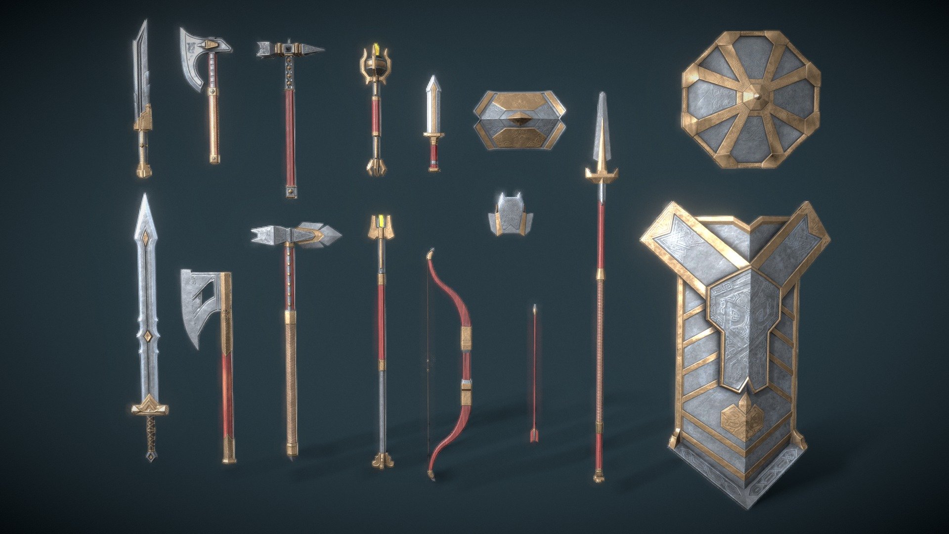 Fantasy Set Of Gnome Weapons 3d model