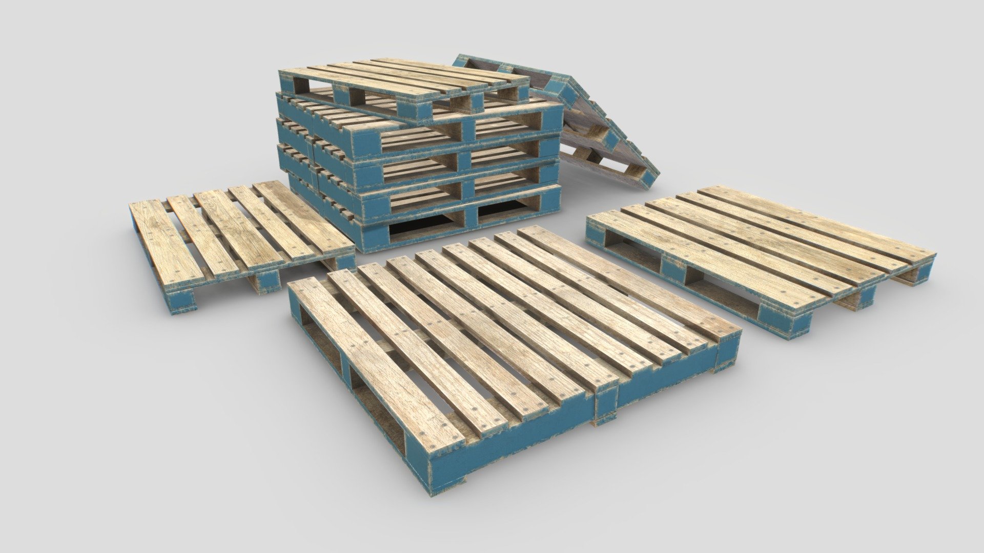 Industrial Wooden Pallet 1 3d model