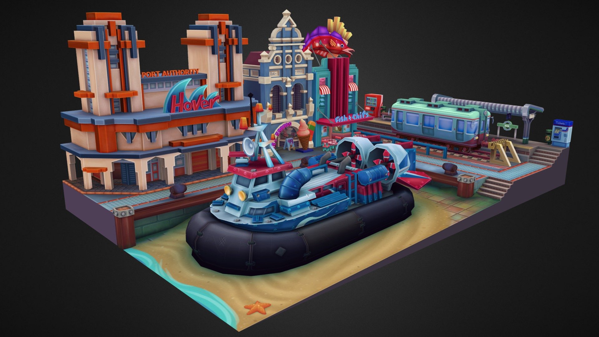 Hovercraft Port 3d model