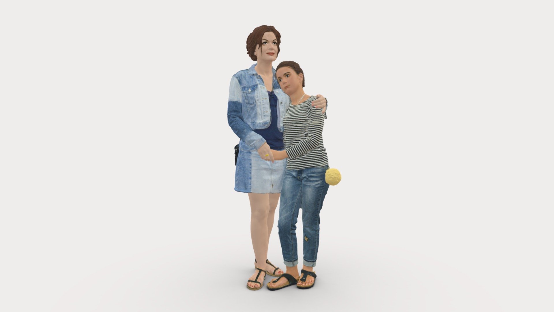 001031 woman in jeans clothes with daughter 3d model