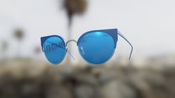 Generic Cateye Browline Sunglasses (Blue Mirror)