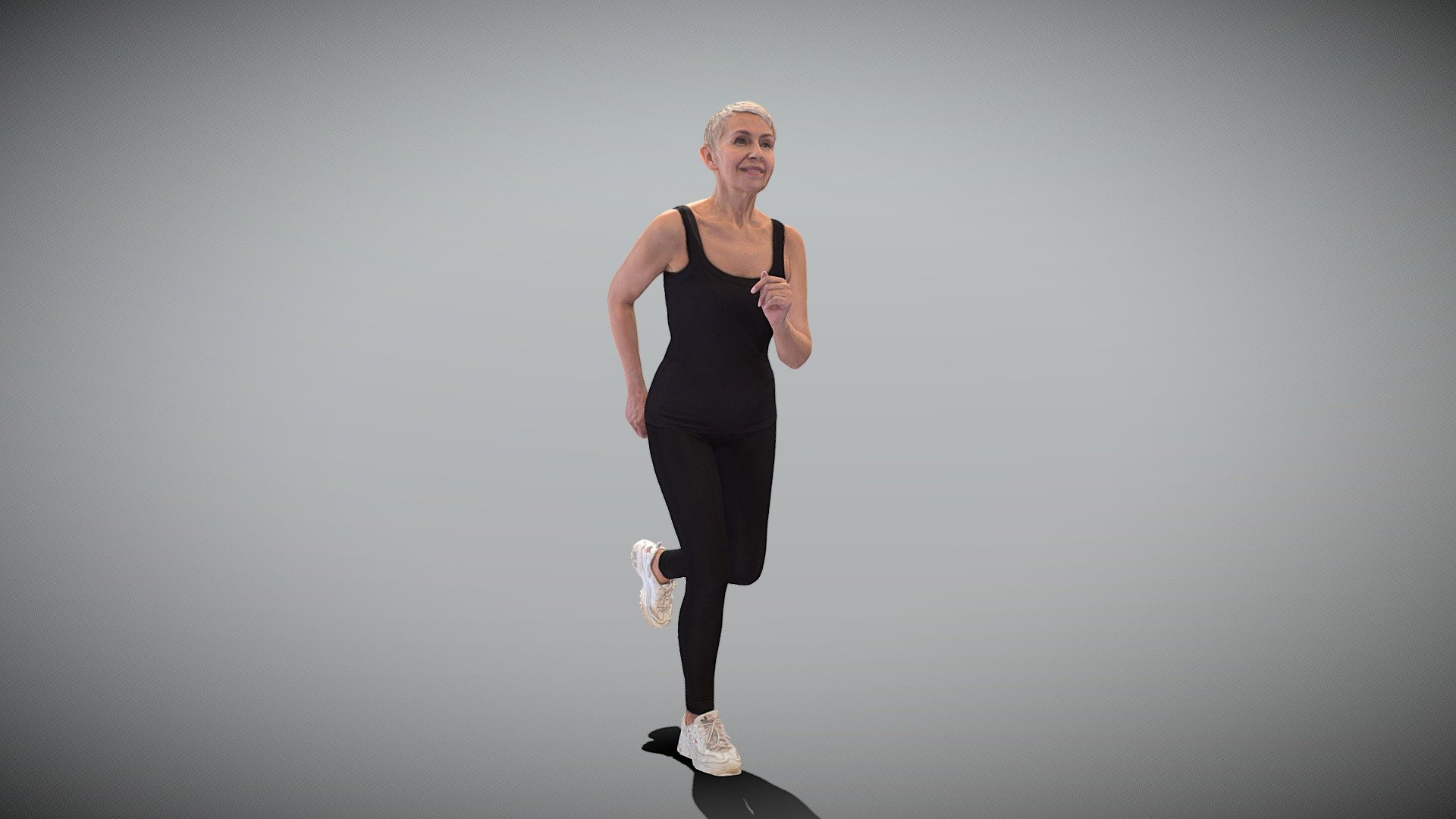 Middle-aged woman in tracksuit running 388 3d model