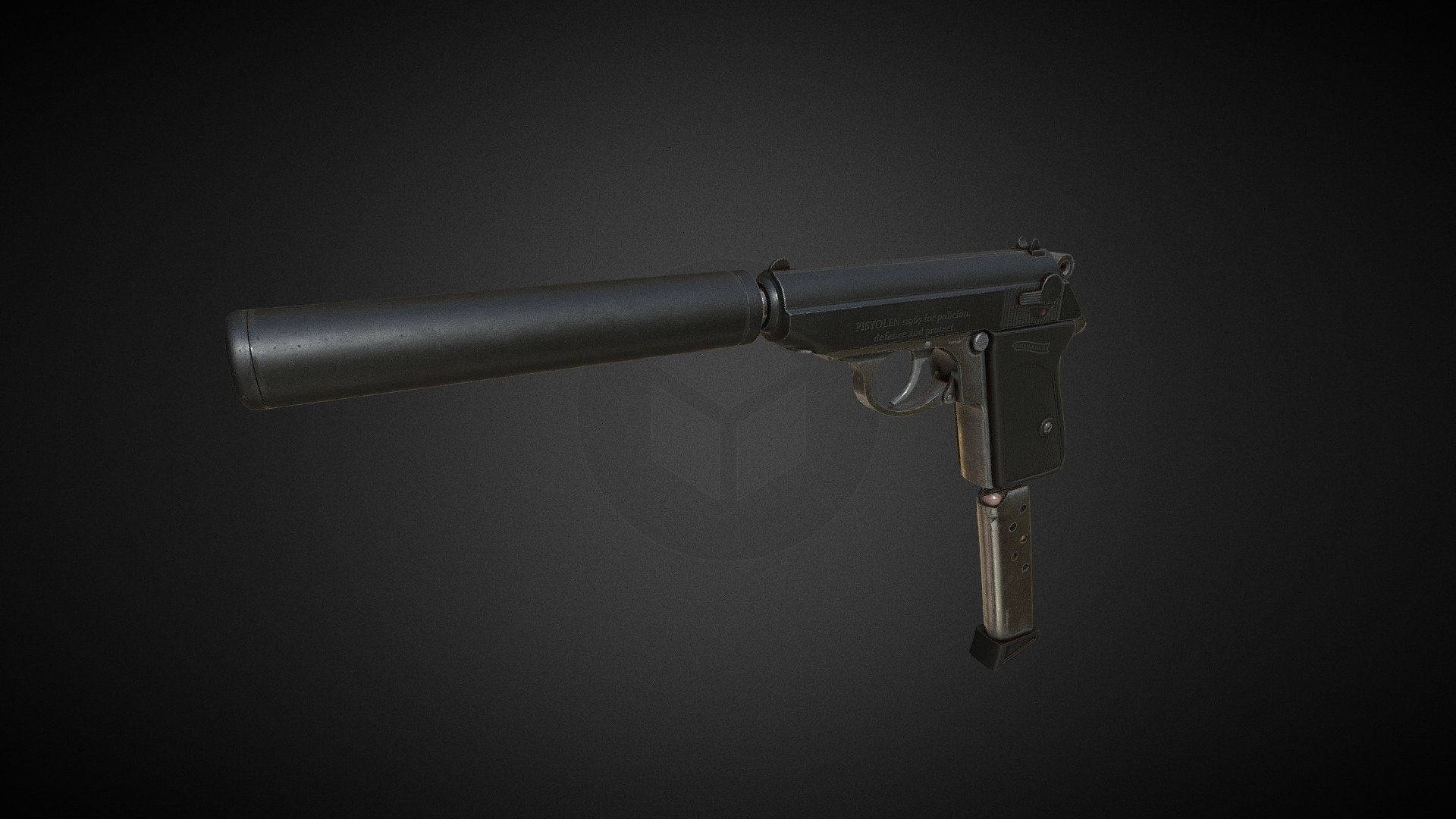 Walther PPK + silencer (free) 3d model