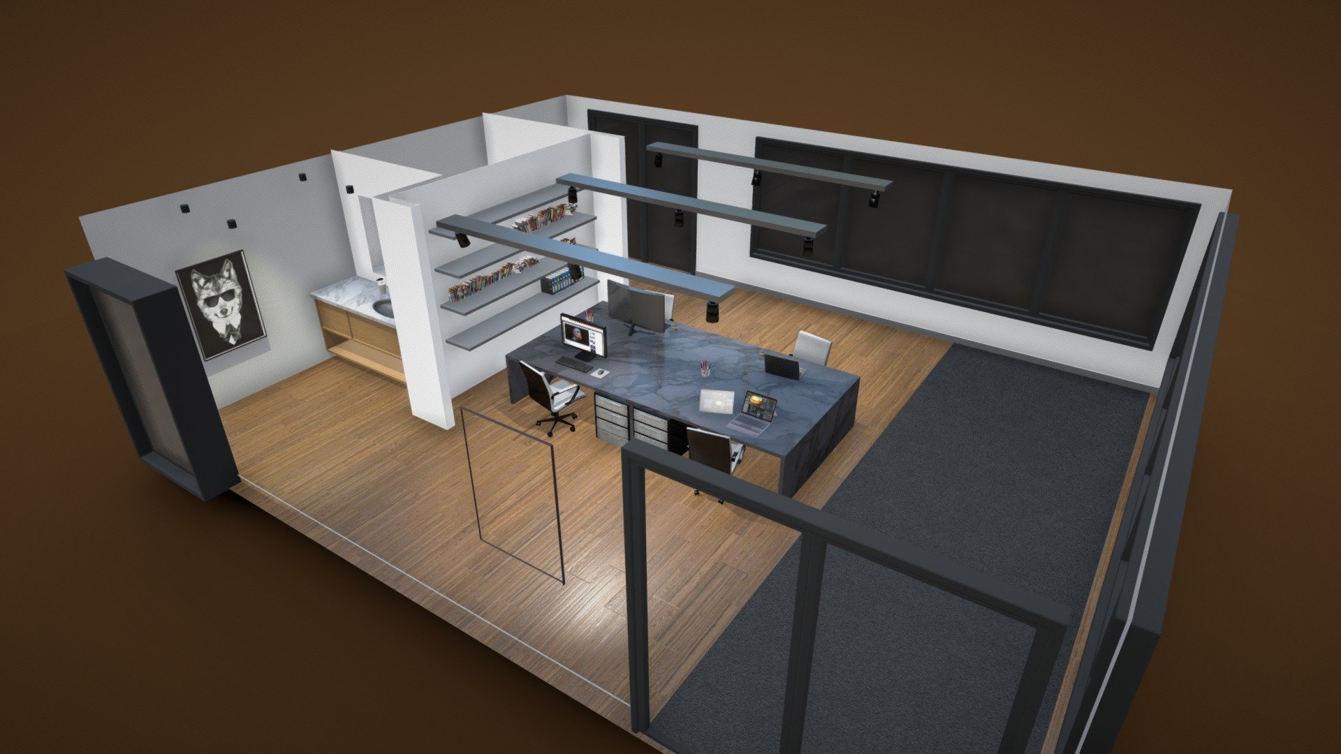 Studio Office Interior 3d model