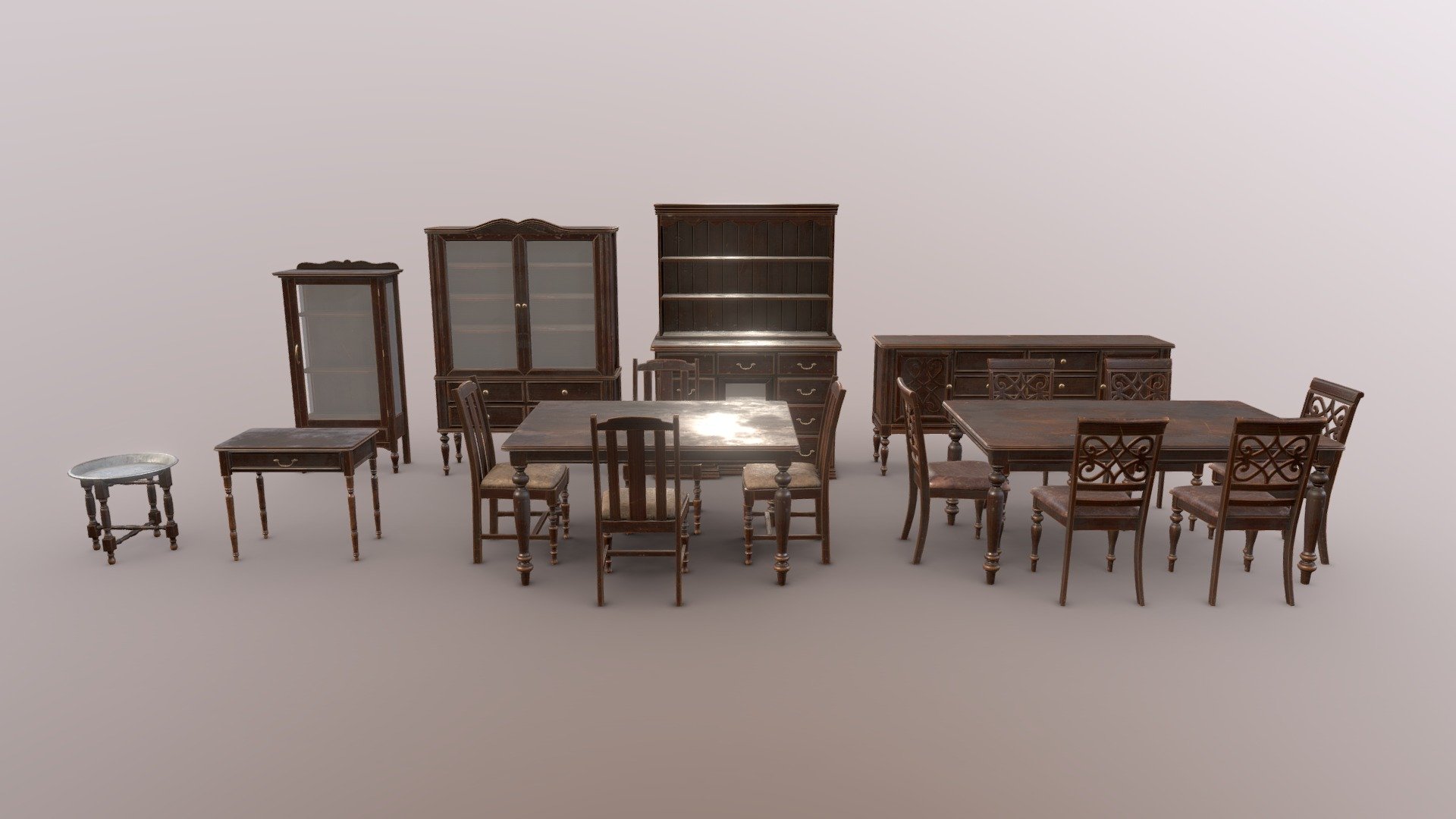 Antique Dinning Room Furniture 3d model