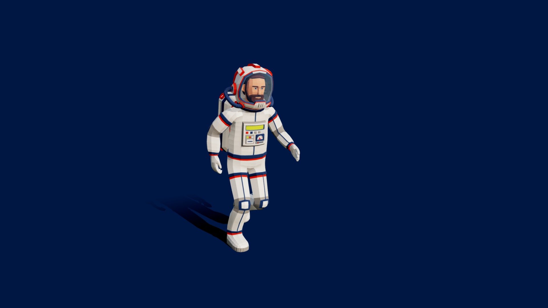 Stylized low-poly astronaut in a spacesuit 3d model