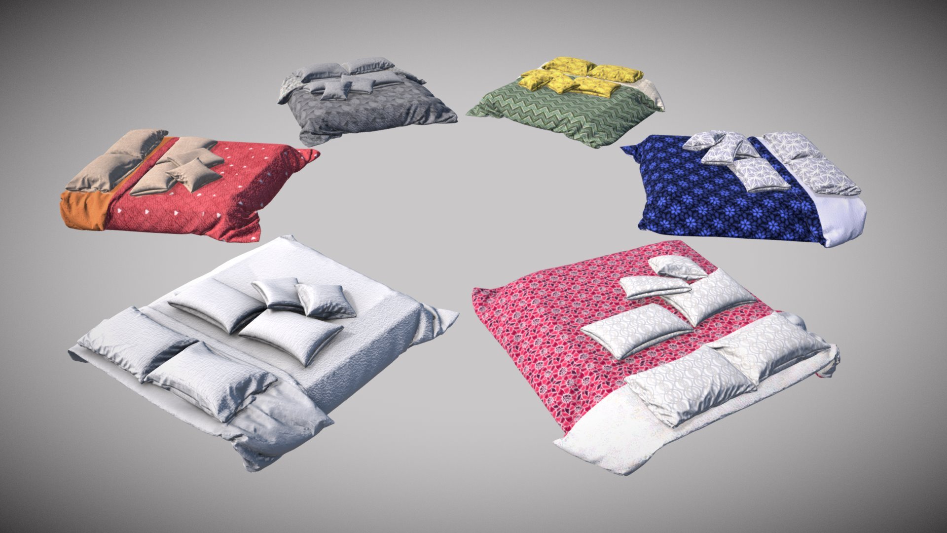 Bed One Material Series 3d model