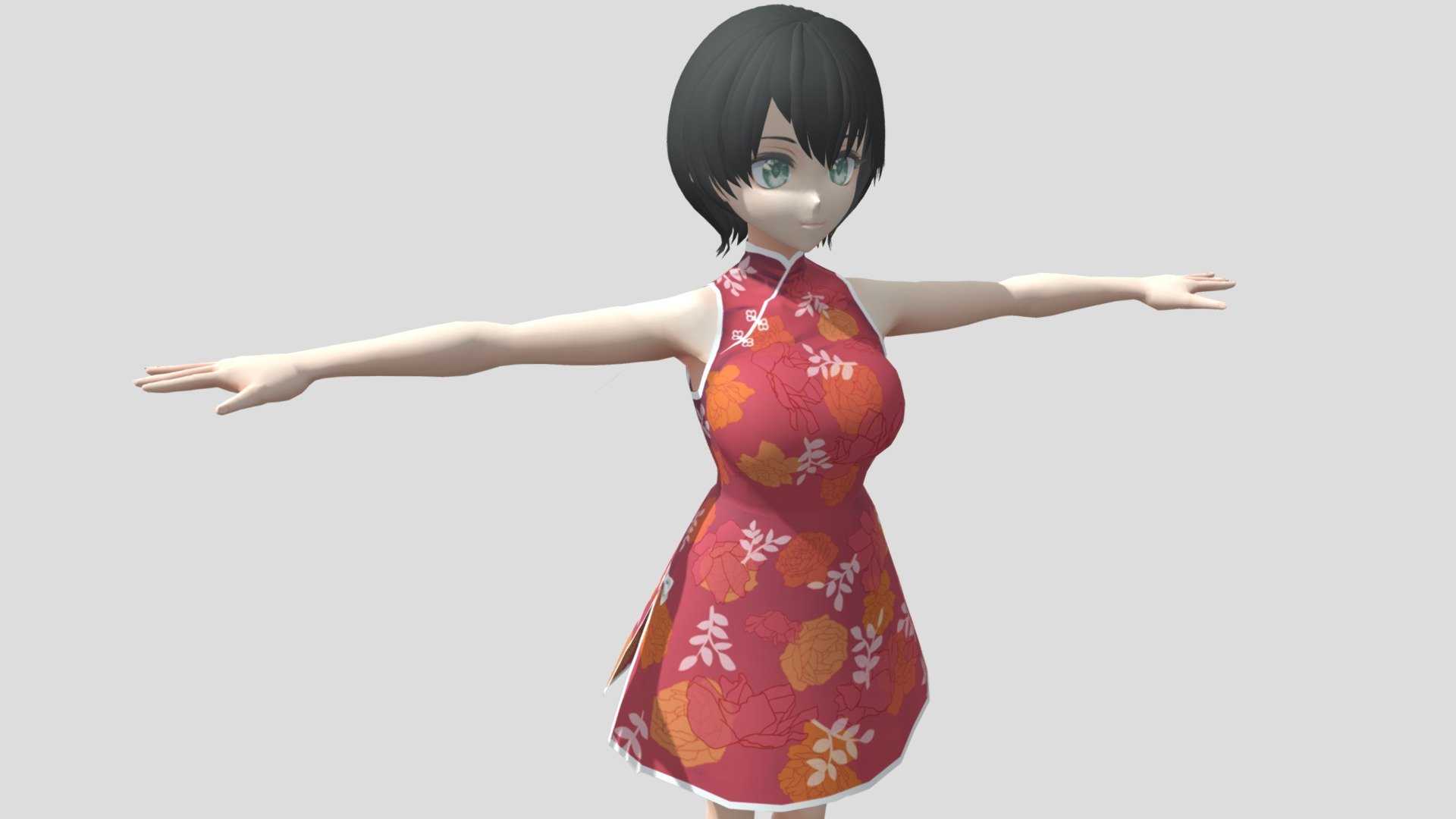 【Anime Character】Female008 (Cheongsam/Unity 3D) 3d model