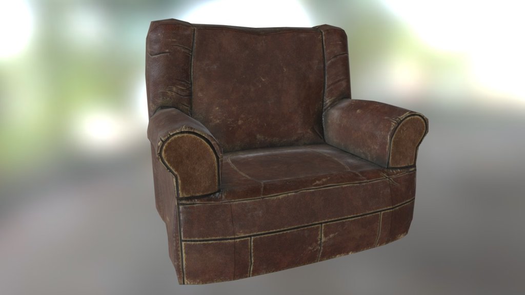 Worn couch 3d model