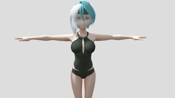 【Anime Character】Female001 (Swimsuit/Unity 3D)