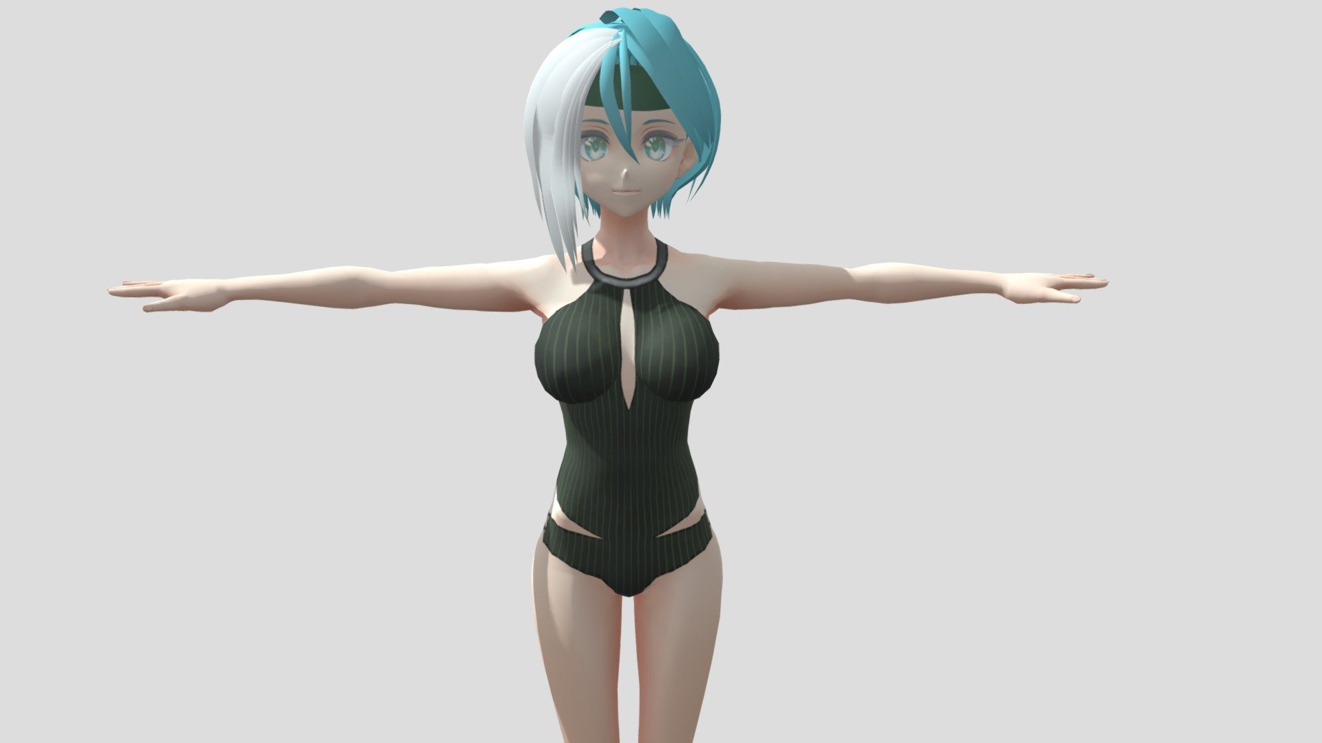 【Anime Character】Female001 (Swimsuit/Unity 3D) 3d model