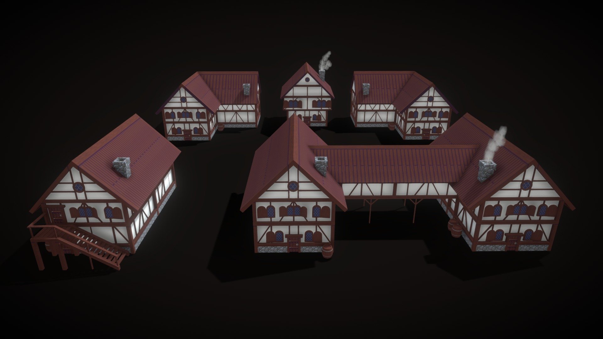 Medieval House Pack Pixel Art 3d model