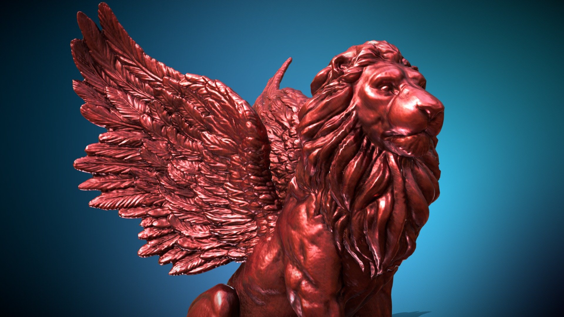 Winged Lion statue 3d model