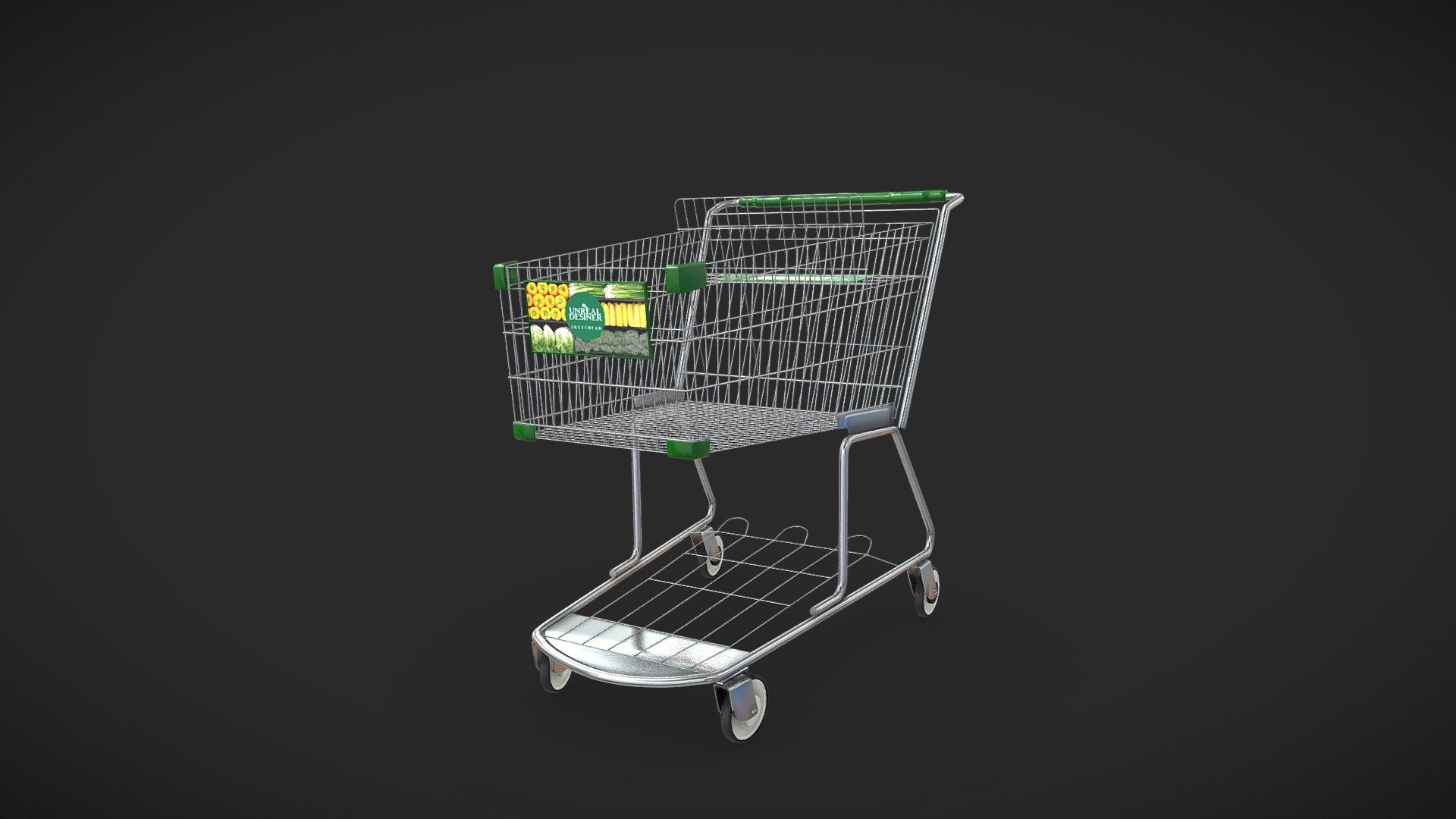 High Poly Shopping Cart 3d model