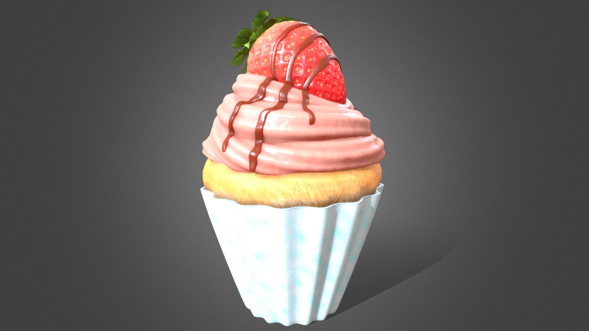 Strawberry Cupcake 3d model